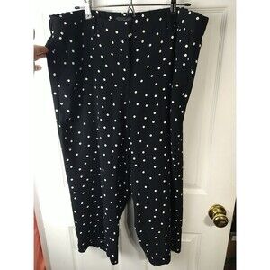 Talbots Woman 16W Flat Front Cropped Pants Black White Polka Dot